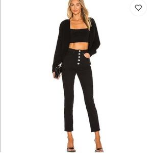 NWT WeWoreWhat The Danielle Crystal Button Fly Black Jeans